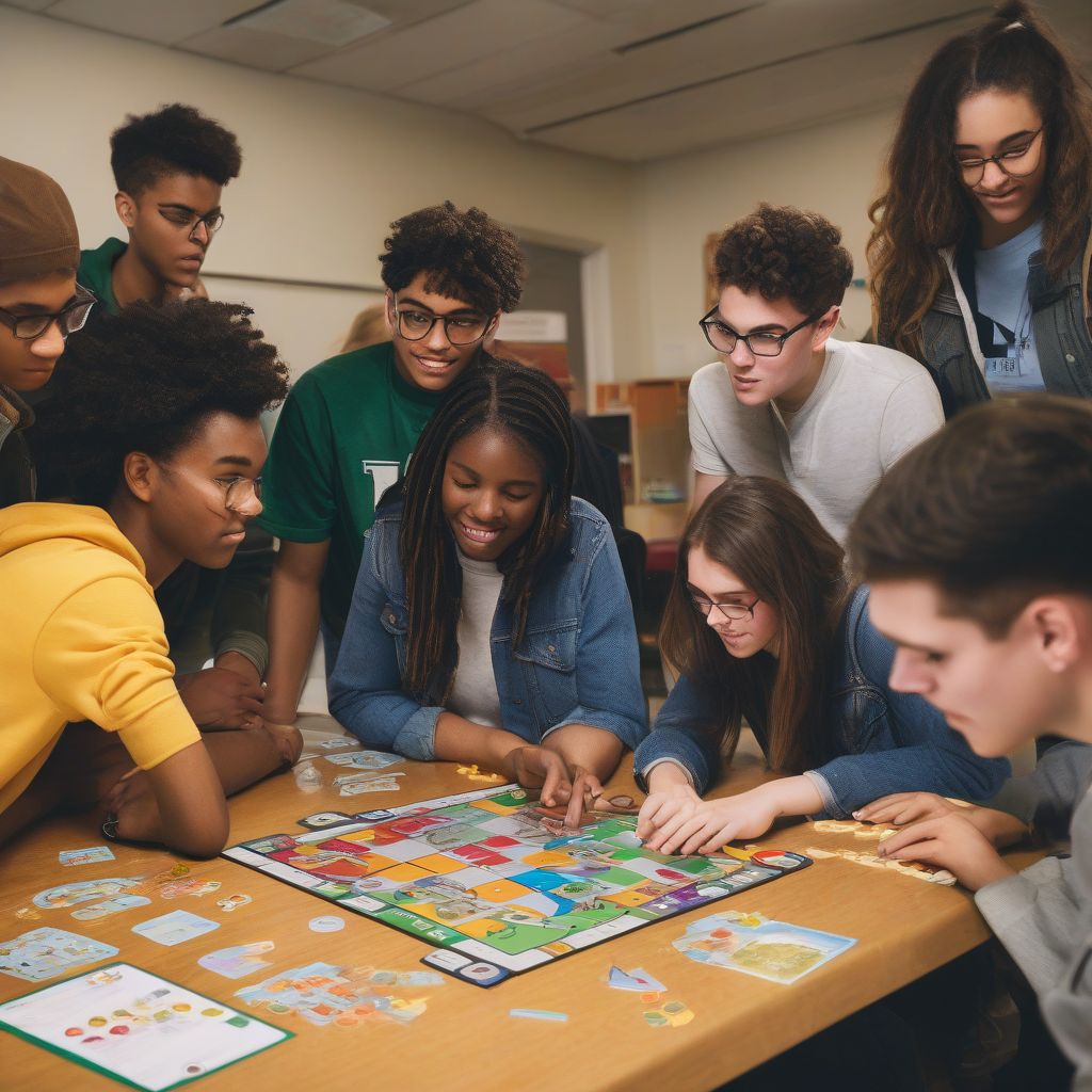 High School Students Engaged in an Educational Game