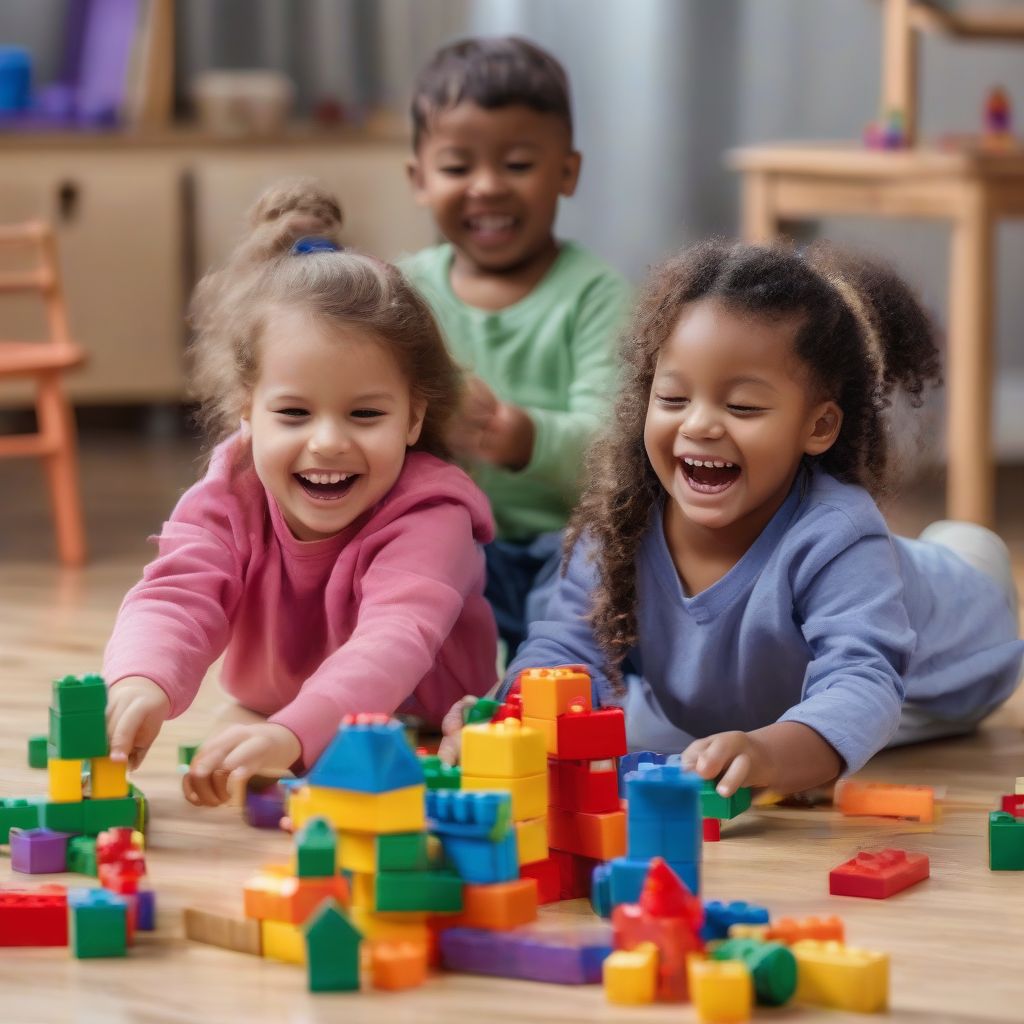 Children playing with blocks