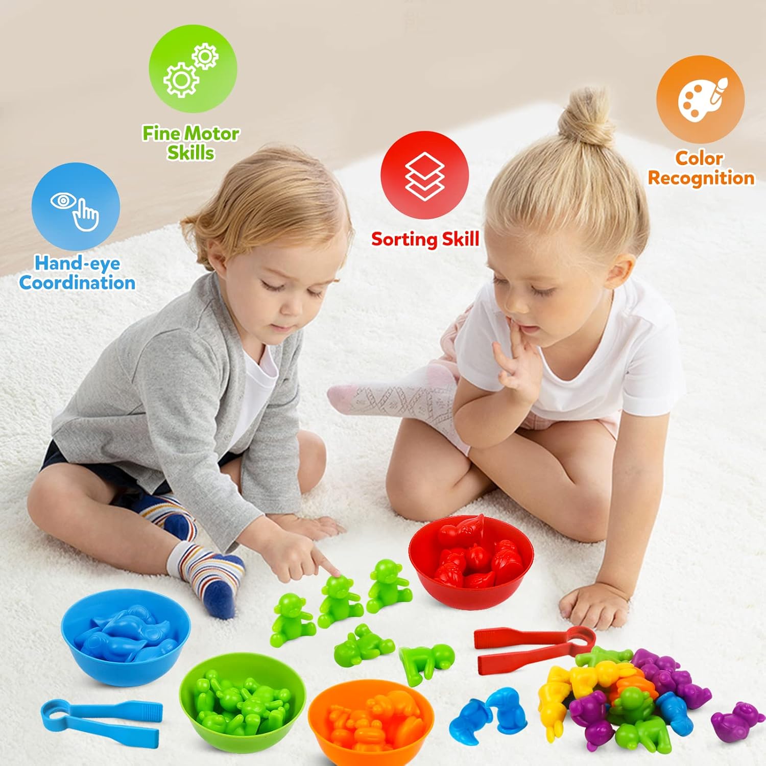 Counting Animal Matching Games Color Sorting Toys with Bowls Preschool ...