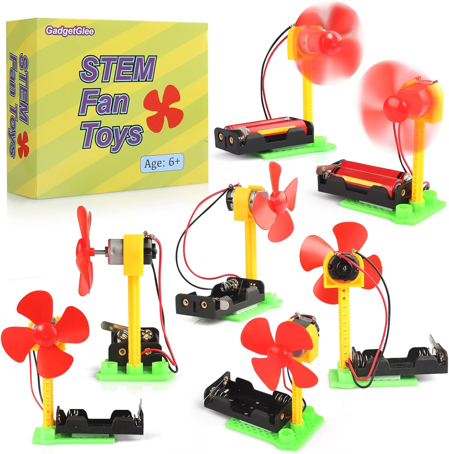 7 Bulk STEM Kits Science Toys for Kids 8-12, Simple Circuit Kit Classroom Craft School Science Fair Project, Build Your Own Electric Fan Experiments, Boys Party Favors Activities Goodie Bag Stuffers