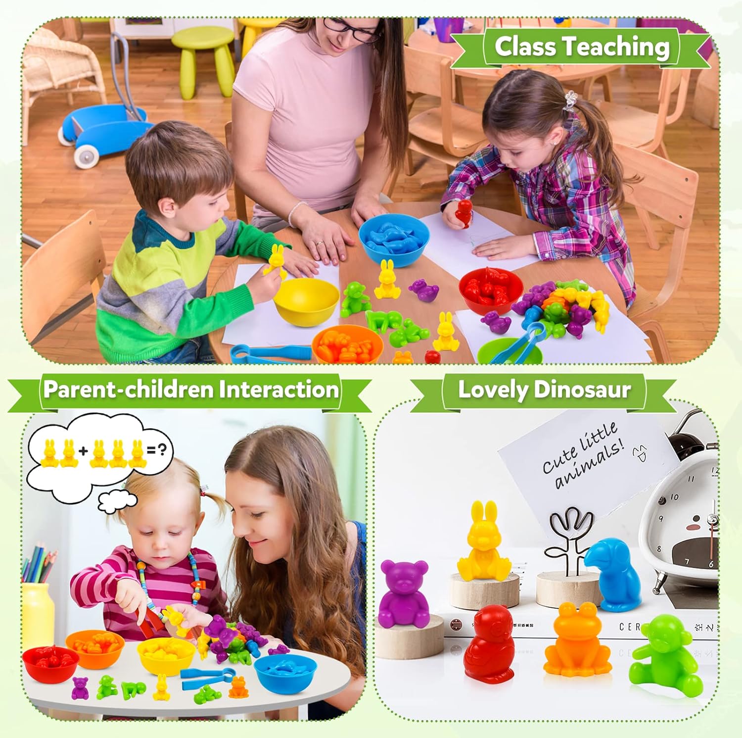 Counting Animal Matching Games Color Sorting Toys with Bowls Preschool ...