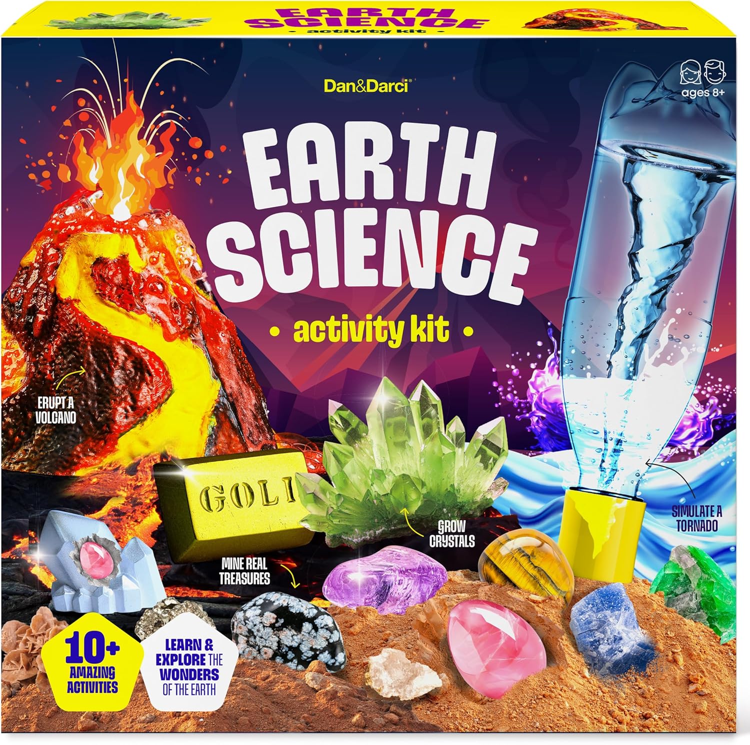 Earth Science Kit for Kids - Kits for Kids Age 8-12, 8 9 10 Year Old Boy Birthday Gift - Gifts Boys & Girls - Volcano Experiments - STEM Toys Ages 8-10
